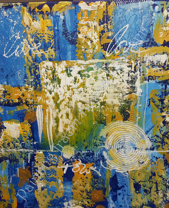 Abstrakt in Blau "Love,Life,Power"